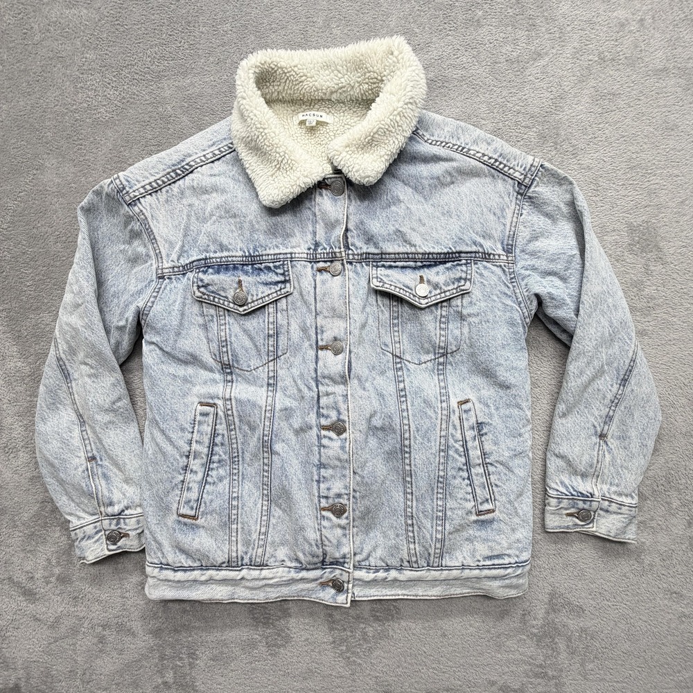 PacSun Jacket Womens XS/S Light Blue Sherpa Lined Collared Denim Insulated